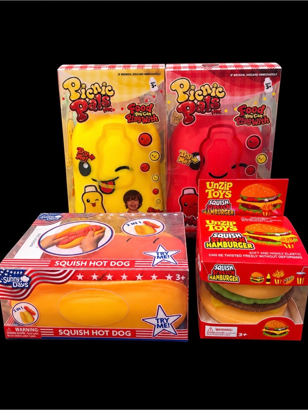 *BRAND NEW* Colorful Food Squishy Toy Bundle 🌭🍔🍅💛